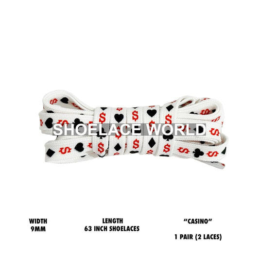 Casino 63 Inch Flat Premium Shoelaces 9mm Limited Edition Printed Laces Ships Out From The USA Next Day
