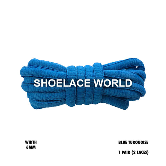 Blue Turquoise Classic Oval Shoelaces 6mm Laces Ships Out From The USA Next Day