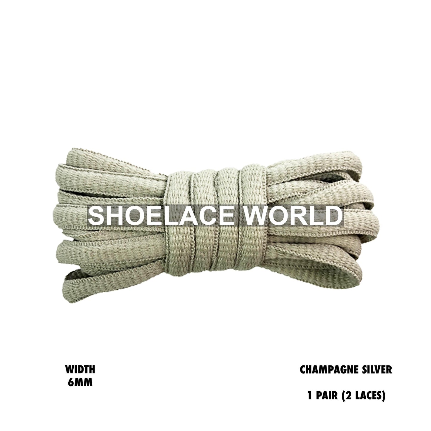 Champagne Silver Classic Oval Shoelaces 6mm Laces Ships Out From The USA Next Day
