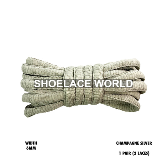 Champagne Silver Classic Oval Shoelaces 6mm Laces Ships Out From The USA Next Day