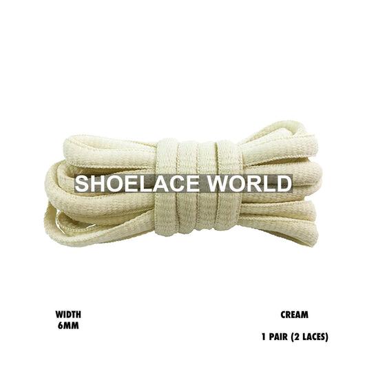 Cream Classic Oval Shoelaces 6mm Laces Ships Out From The USA Next Day