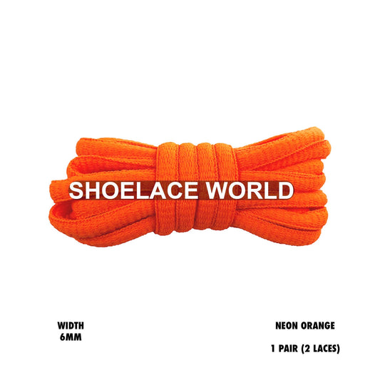 Neon Orange Classic Oval Shoelaces 6mm Laces Ships Out From The USA Next Day