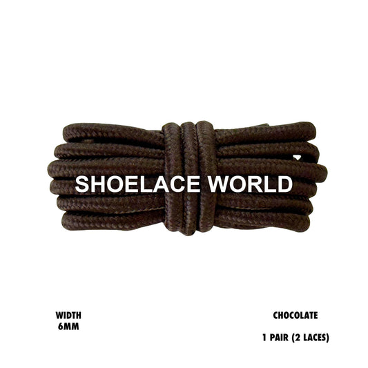 Chocolate Thick Round Shoelaces 6mm Classic Colorful Laces Ships Out From The USA Next Day