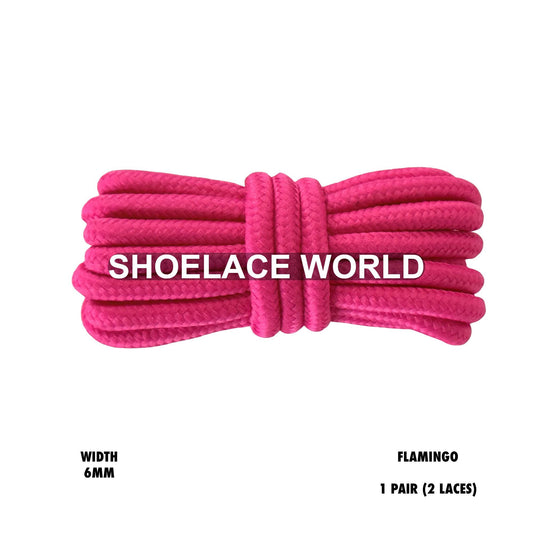 Flamingo Thick Round Shoelaces 6mm Classic Colorful Laces Ships Out From The USA Next Day