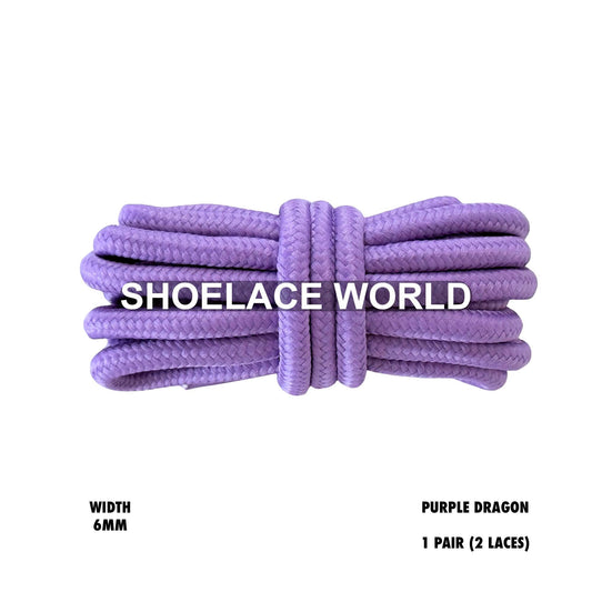 Purple Dragon Thick Round Shoelaces 6mm Classic Colorful Laces Ships Out From The USA Next Day