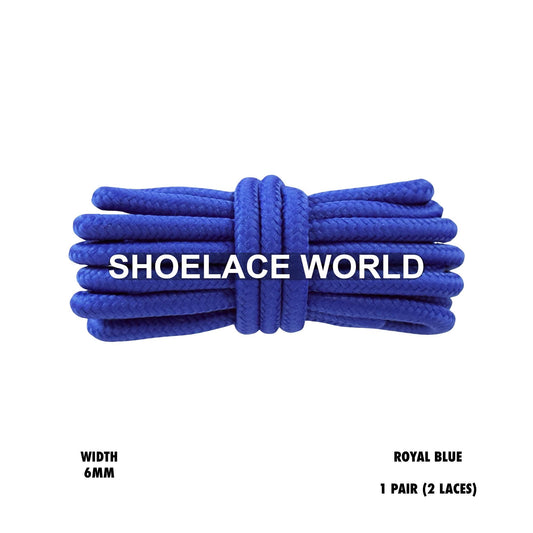 Royal Blue Thick Round Shoelaces 6mm Classic Colorful Laces Ships Out From The USA Next Day