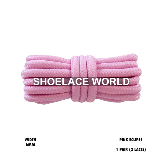 Pink Eclipse Thick Round Shoelaces 6mm Classic Colorful Laces Ships Out From The USA Next Day