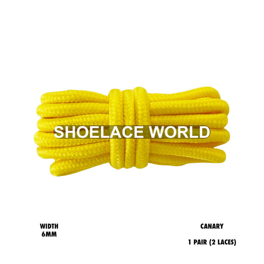 Canary Thick Round Shoelaces 6mm Classic Colorful Laces Ships Out From The USA Next Day