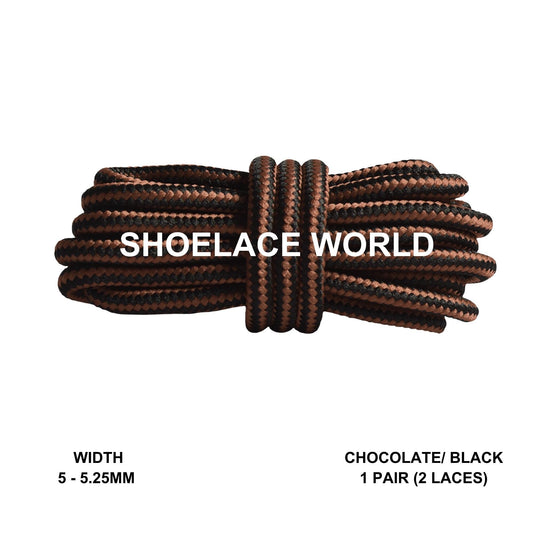 Chocolate / Black Round Work Boots Shoelaces 5-5.25mm Classic Colorful Boot Laces Ships Out From The USA Next Day