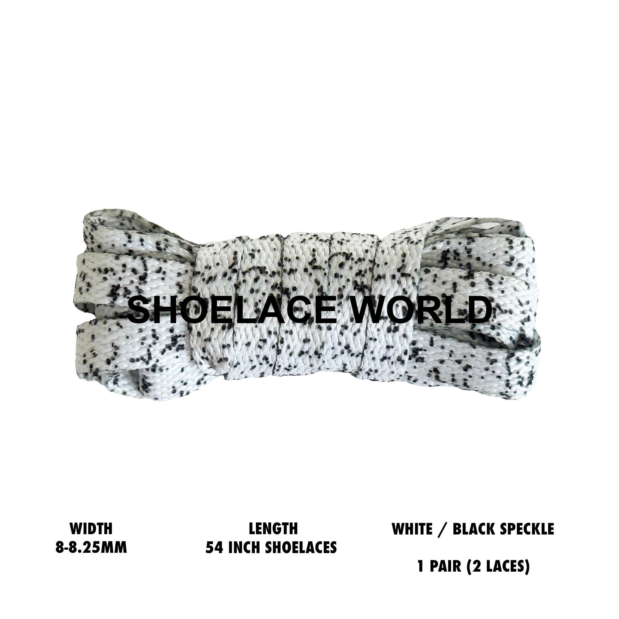 White / Black Speckle Flat Shoelaces