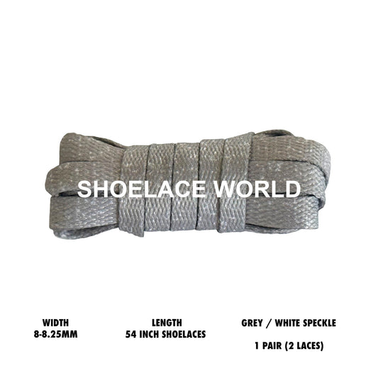 Grey / White Speckle 54 Inches Flat Shoelaces 8-8.25mm Laces Ships Out From The USA Next Day