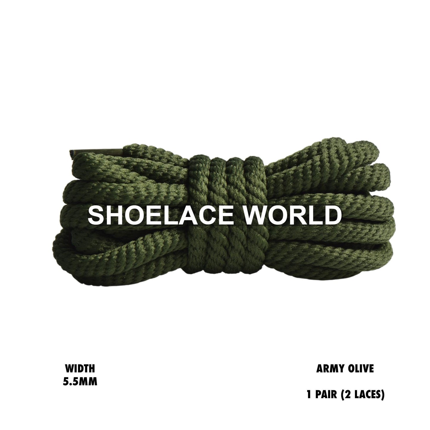 Army Olive 45" Inch Puffy Soft Rope Shoelaces 5.5mm Colorful Laces Ships Out From The USA Next Day