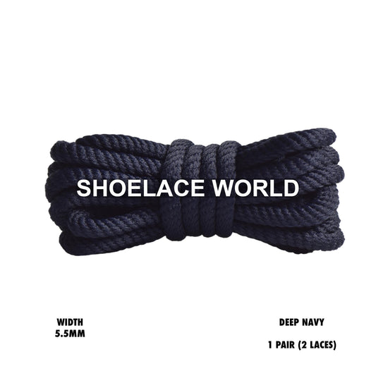 Deep Navy 45" Inch Puffy Soft Rope Shoelaces 5.5mm Colorful Laces Ships Out From The USA Next Day