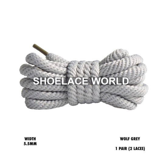 Wolf Grey 45" Inch Puffy Soft Rope Shoelaces 5.5mm Colorful Laces Ships Out From The USA Next Day