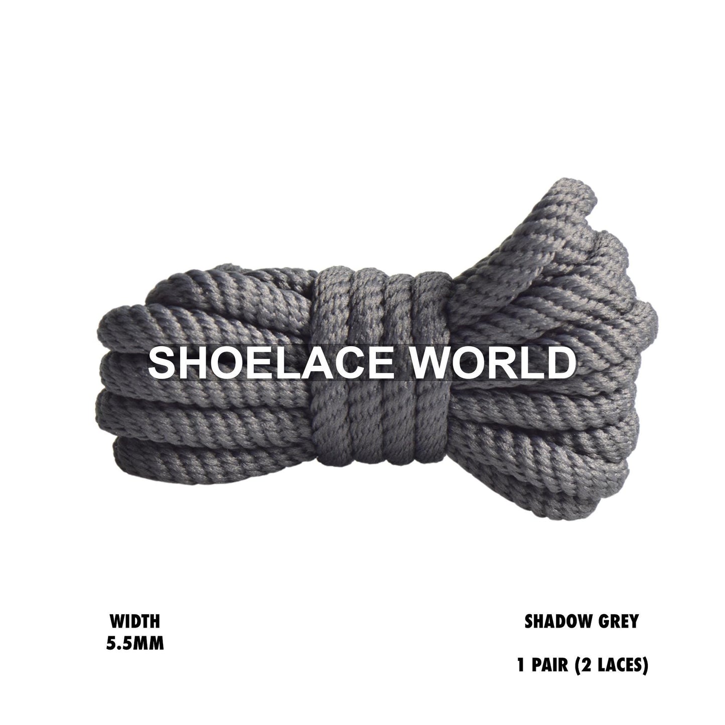 Shadow Grey 45" Inch Puffy Soft Rope Shoelaces 5.5mm Colorful Laces Ships Out From The USA Next Day