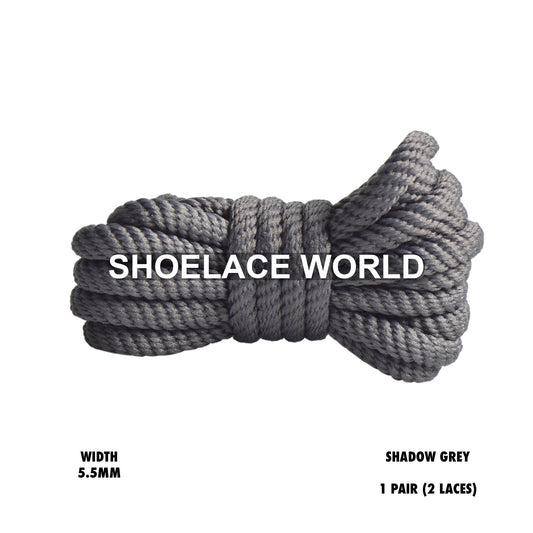 Shadow Grey 45" Inch Puffy Soft Rope Shoelaces 5.5mm Colorful Laces Ships Out From The USA Next Day