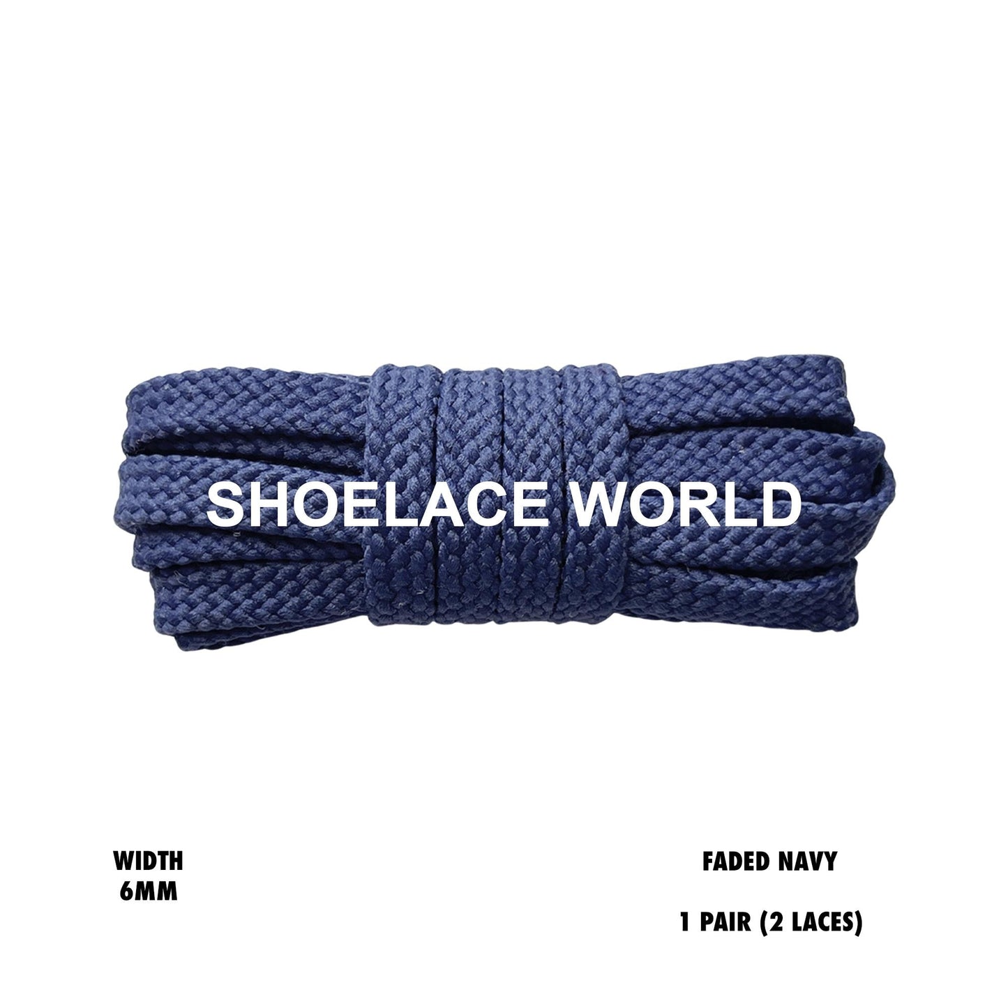 Faded Navy Slim Flat Double Threaded Shoelaces 6mm Laces Ships Out From The USA Next Day