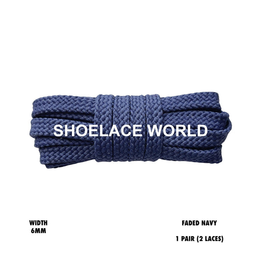 Faded Navy Slim Flat Double Threaded Shoelaces 6mm Laces Ships Out From The USA Next Day