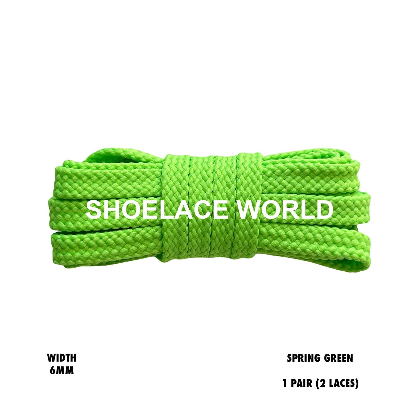 Spring Green Slim Flat Double Threaded Shoelaces 6mm Laces Ships Out From The USA Next Day