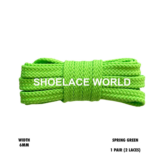 Spring Green Slim Flat Double Threaded Shoelaces 6mm Laces Ships Out From The USA Next Day