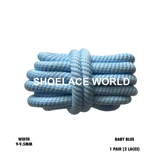 Baby Blue Thick Double Rope Premium Shoelaces 9-9.5mm Laces Ships Out From The USA Next Day
