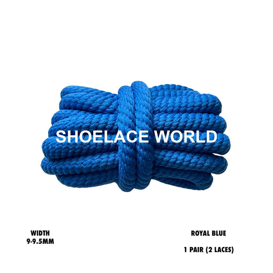 Royal Blue Thick Double Rope Premium Shoelaces 9-9.5mm Laces Ships Out From The USA Next Day
