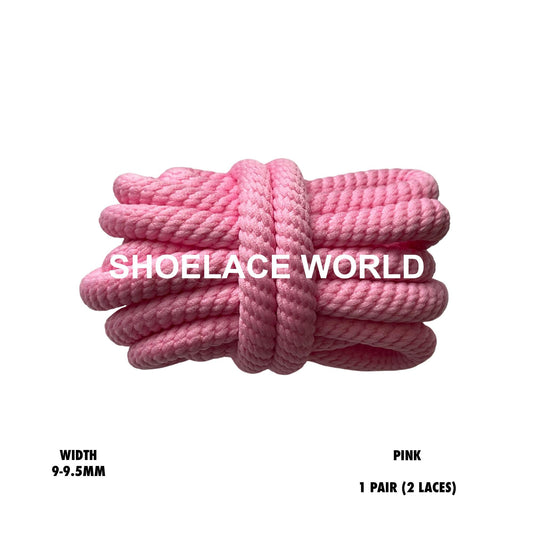 Pink Thick Double Rope Premium Shoelaces 9-9.5mm Laces Ships Out From The USA Next Day