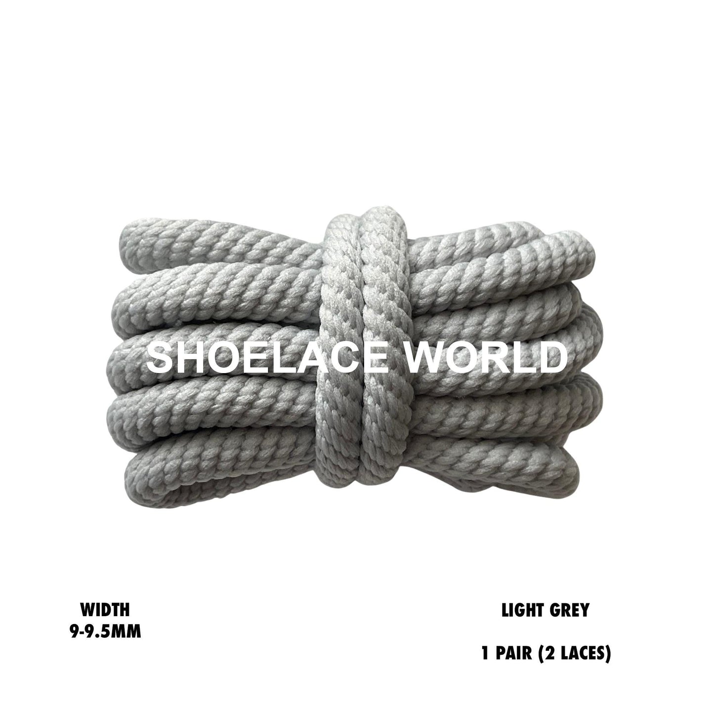 Light Grey Thick Double Rope Premium Shoelaces 9-9.5mm Laces Ships Out From The USA Next Day