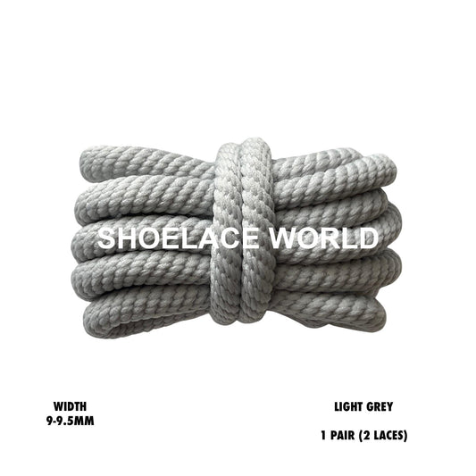 Light Grey Thick Double Rope Premium Shoelaces 9-9.5mm Laces Ships Out From The USA Next Day