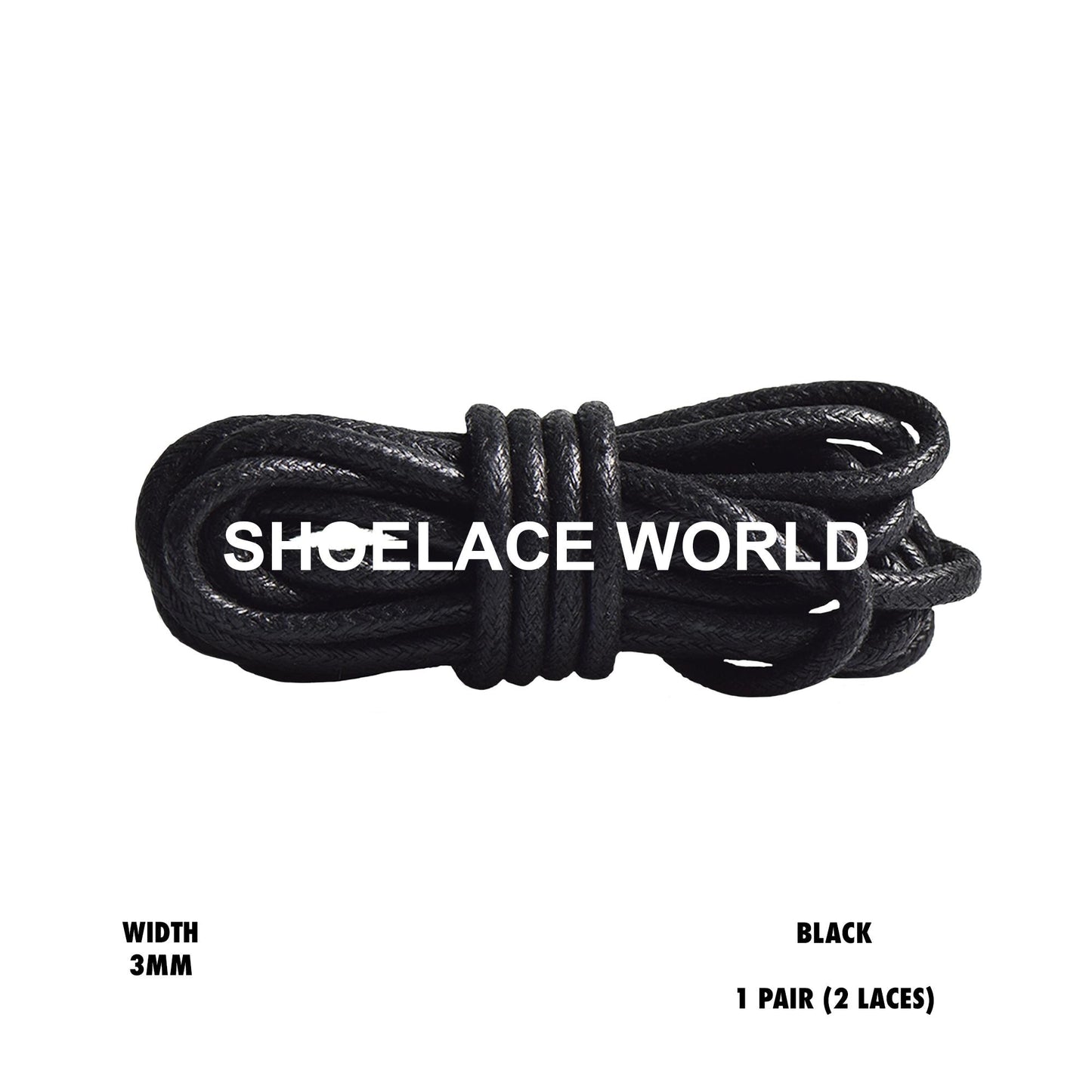 Black Rope Thin Wax Shoelaces 3mm Laces Ships Out From The USA Next Day