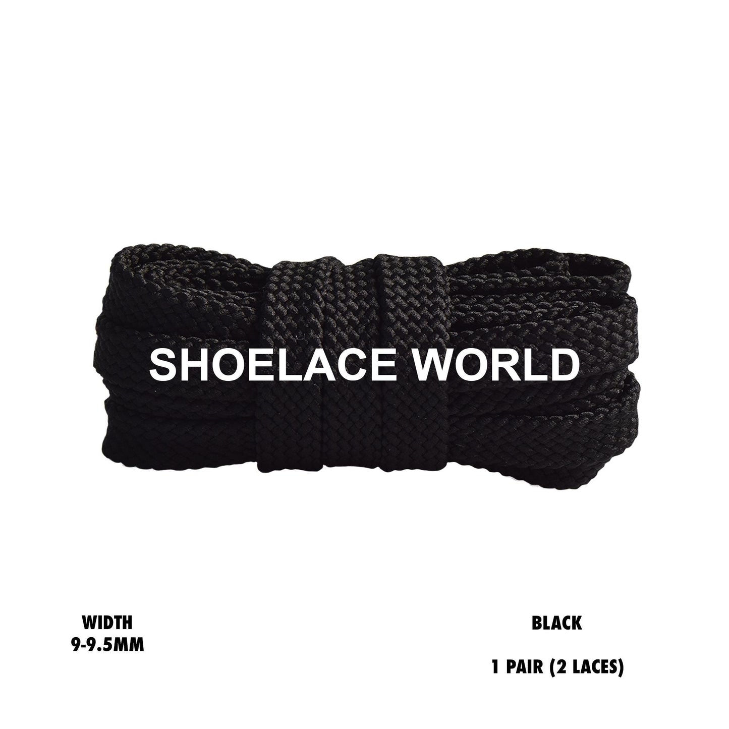 Black Flat Double Threaded Shoelaces 9-9.5mm Laces Ships Out From The USA Next Day