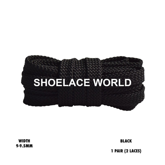 Black Flat Double Threaded Shoelaces 9-9.5mm Laces Ships Out From The USA Next Day