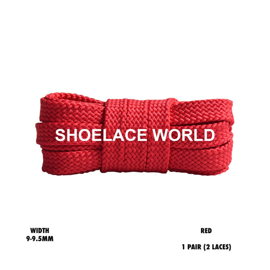 Red Flat Double Threaded Shoelaces 9-9.5mm Laces Ships Out From The USA Next Day