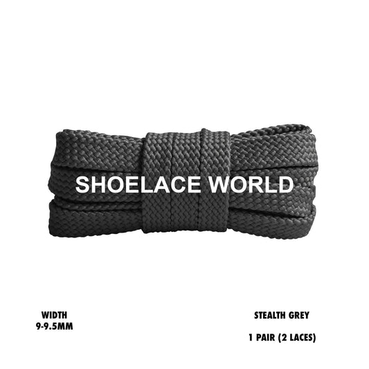 Stealth Grey Flat Double Threaded Shoelaces 9-9.5mm Laces Ships Out From The USA Next Day