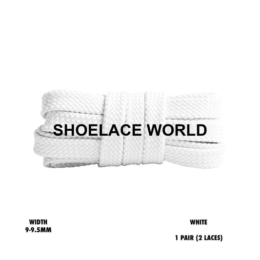 White Flat Double Threaded Shoelaces 9-9.5mm Laces Ships Out From The USA Next Day