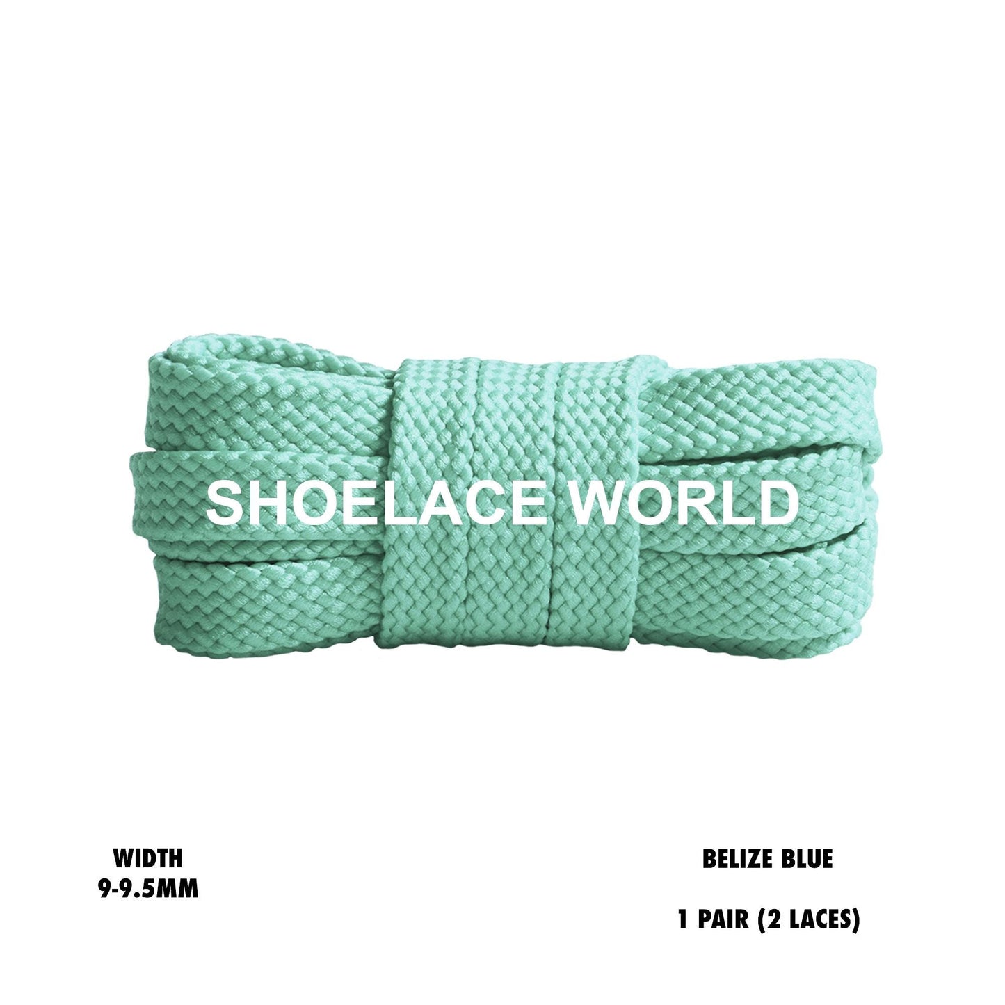 Belize Blue Flat Double Threaded Shoelaces 9-9.5mm Laces Ships Out From The USA Next Day