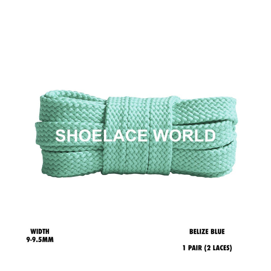 Belize Blue Flat Double Threaded Shoelaces 9-9.5mm Laces Ships Out From The USA Next Day