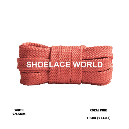 Coral Pink Flat Double Threaded Shoelaces 9-9.5mm Laces Ships Out From The USA Next Day