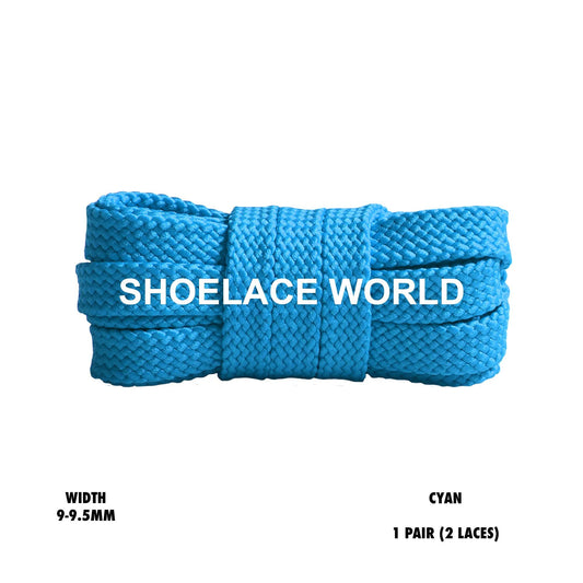 Cyan Flat Double Threaded Shoelaces 9-9.5mm Laces Ships Out From The USA Next Day
