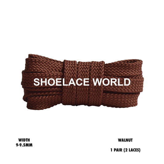 Walnut Flat Double Threaded Shoelaces 9-9.5mm Laces Ships Out From The USA Next Day