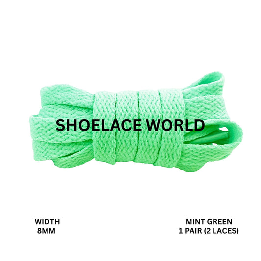 Mint Green Classic Flat Shoelaces 5/16 Inch 8mm Laces Ships Out From The USA Next Day