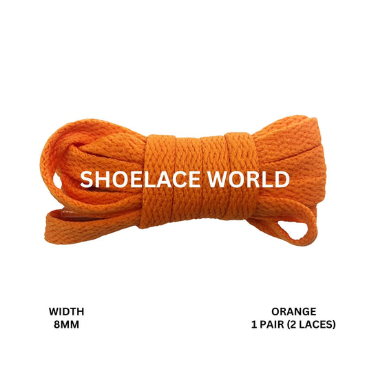 Orange Classic Flat Shoelaces 5/16 Inch 8mm Laces Ships Out From The USA Next Day