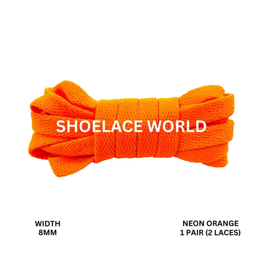 Neon Orange Classic Flat Shoelaces 5/16 Inch 8mm Laces Ships Out From The USA Next Day