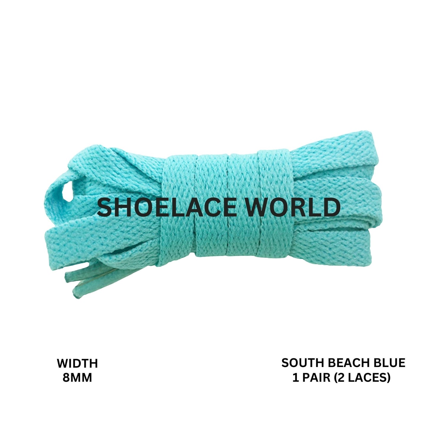 South Beach Blue Classic Flat Shoelaces 5/16 Inch 8mm Laces Ships Out From The USA Next Day