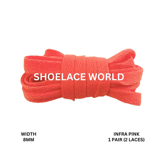 Infra Pink Classic Flat Shoelaces 5/16 Inch 8mm Laces Ships Out From The USA Next Day