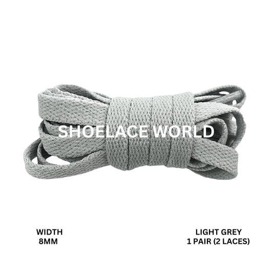 Light Grey Classic Flat Shoelaces 5/16 Inch 8mm Laces Ships Out From The USA Next Day
