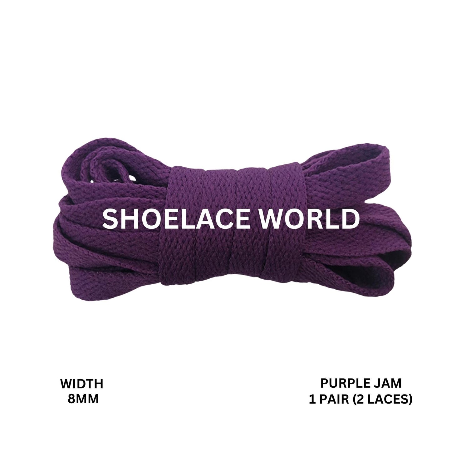 Purple Jam Classic Flat Shoelaces 5/16 Inch 8mm Laces Ships Out From The USA Next Day