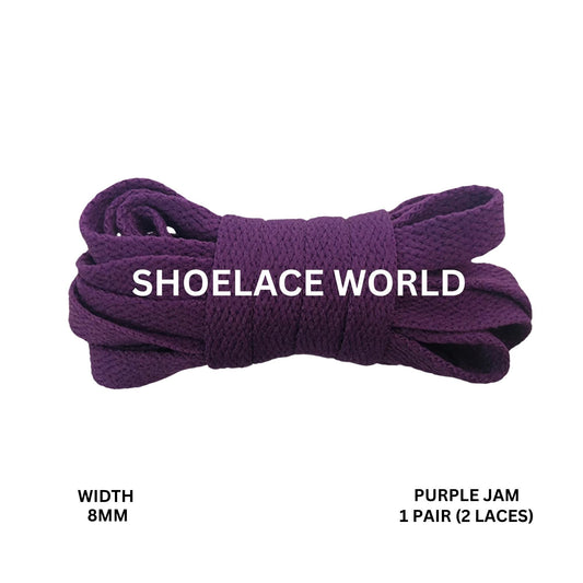 Purple Jam Classic Flat Shoelaces 5/16 Inch 8mm Laces Ships Out From The USA Next Day