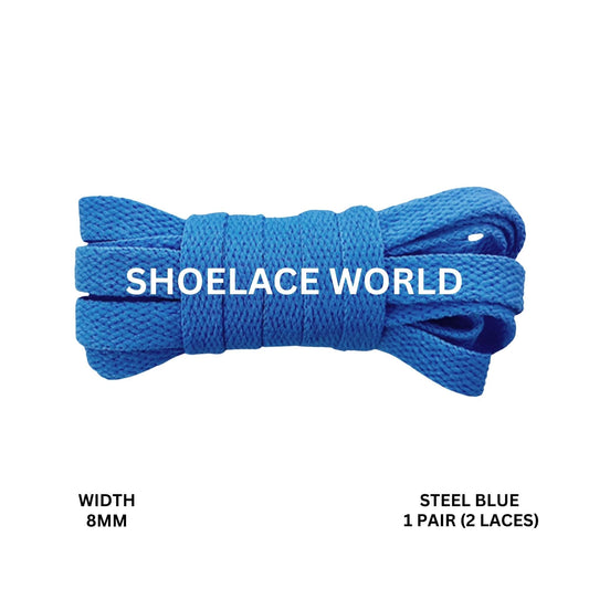 Steel Blue Classic Flat Shoelaces 5/16 Inch 8mm Laces Ships Out From The USA Next Day