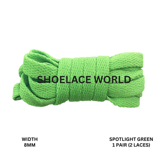 Spotlight Green Classic Flat Shoelaces 5/16 Inch 8mm Laces Ships Out From The USA Next Day